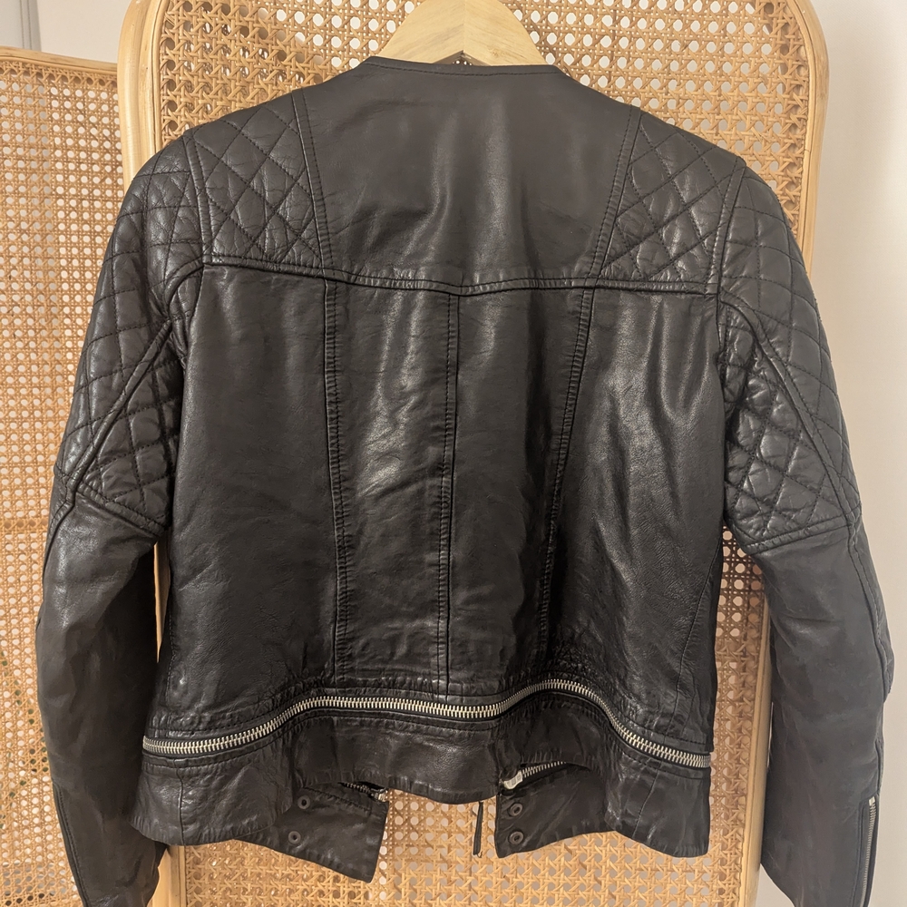 All Saints Black Quilted Leather Jacket - Picture 2 of 3